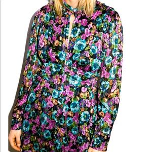 Romantic metallic threading floral mini dress